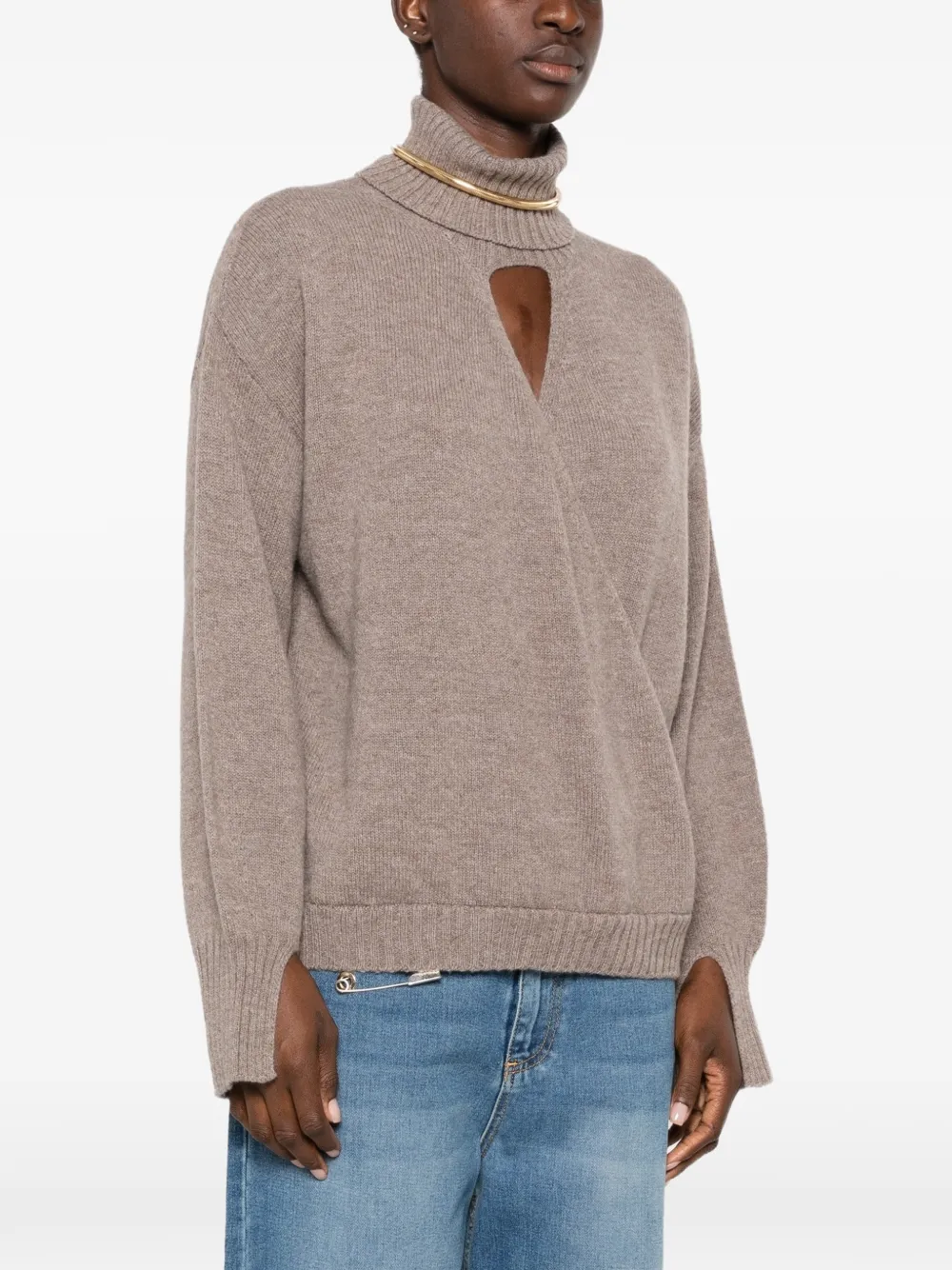 SIMONA CORSELLINI cut-out wrap-style sweater Bruin
