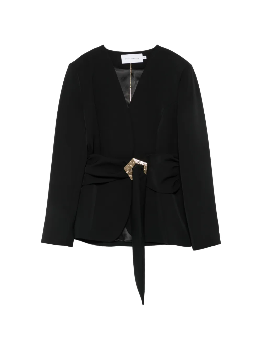 SIMONA CORSELLINI buckle-detail V-neck jacket