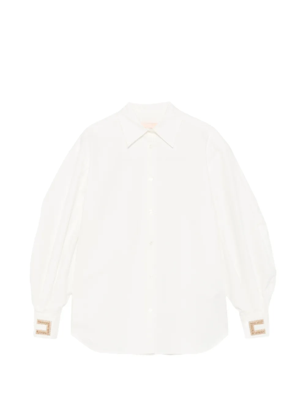 Elisabetta Franchi Kids Shirt met pofmouwen en verfraaid logo Beige