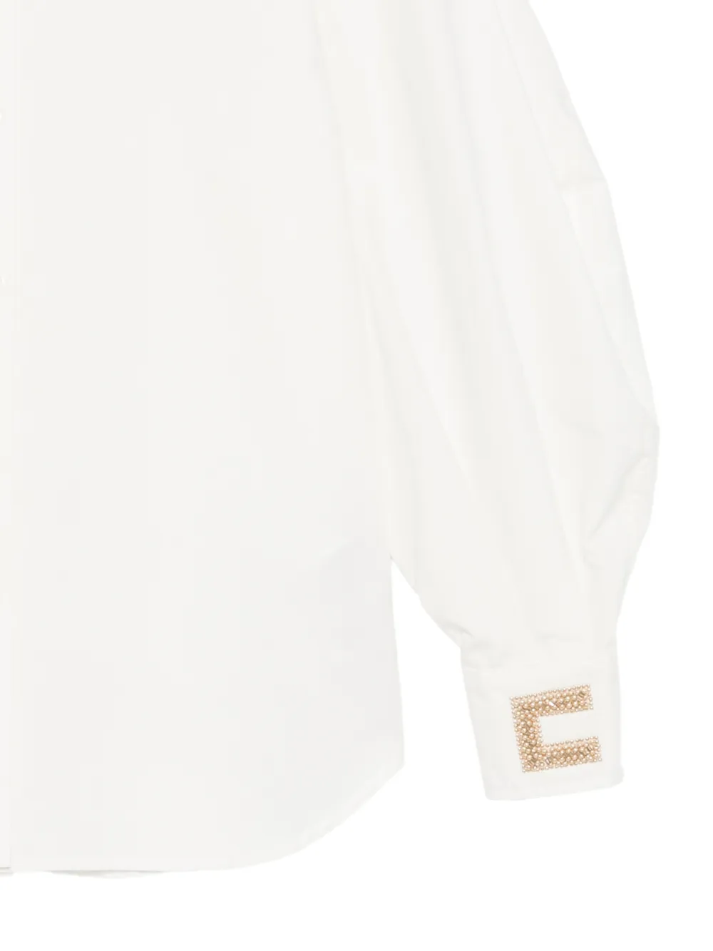 Elisabetta Franchi Kids Shirt met pofmouwen en verfraaid logo Beige