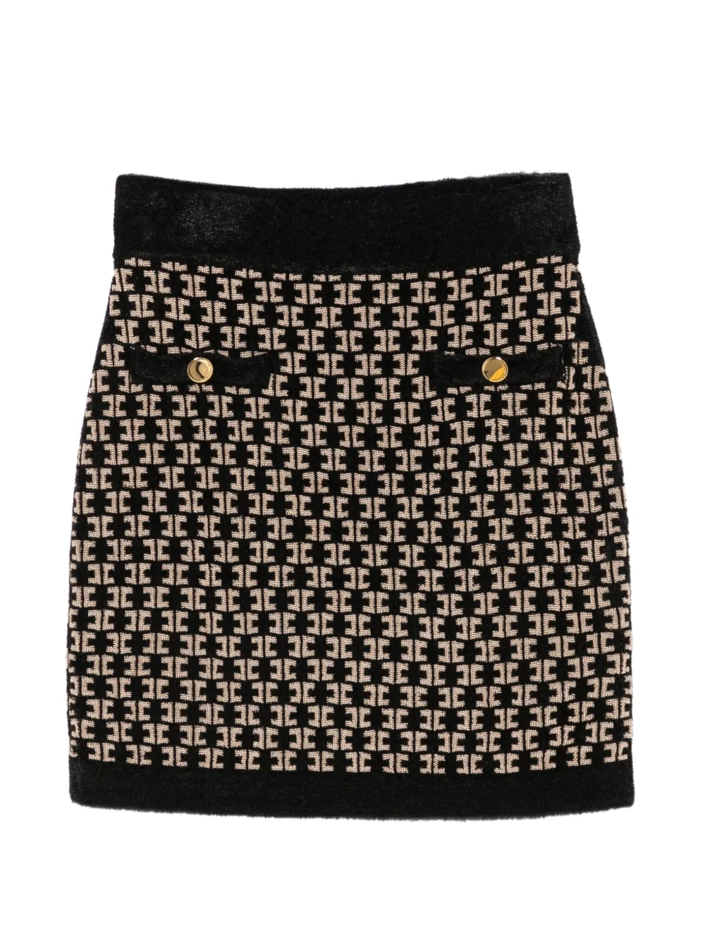 Elisabetta Franchi Kids monogram-pattern button-detail skirt - Nero