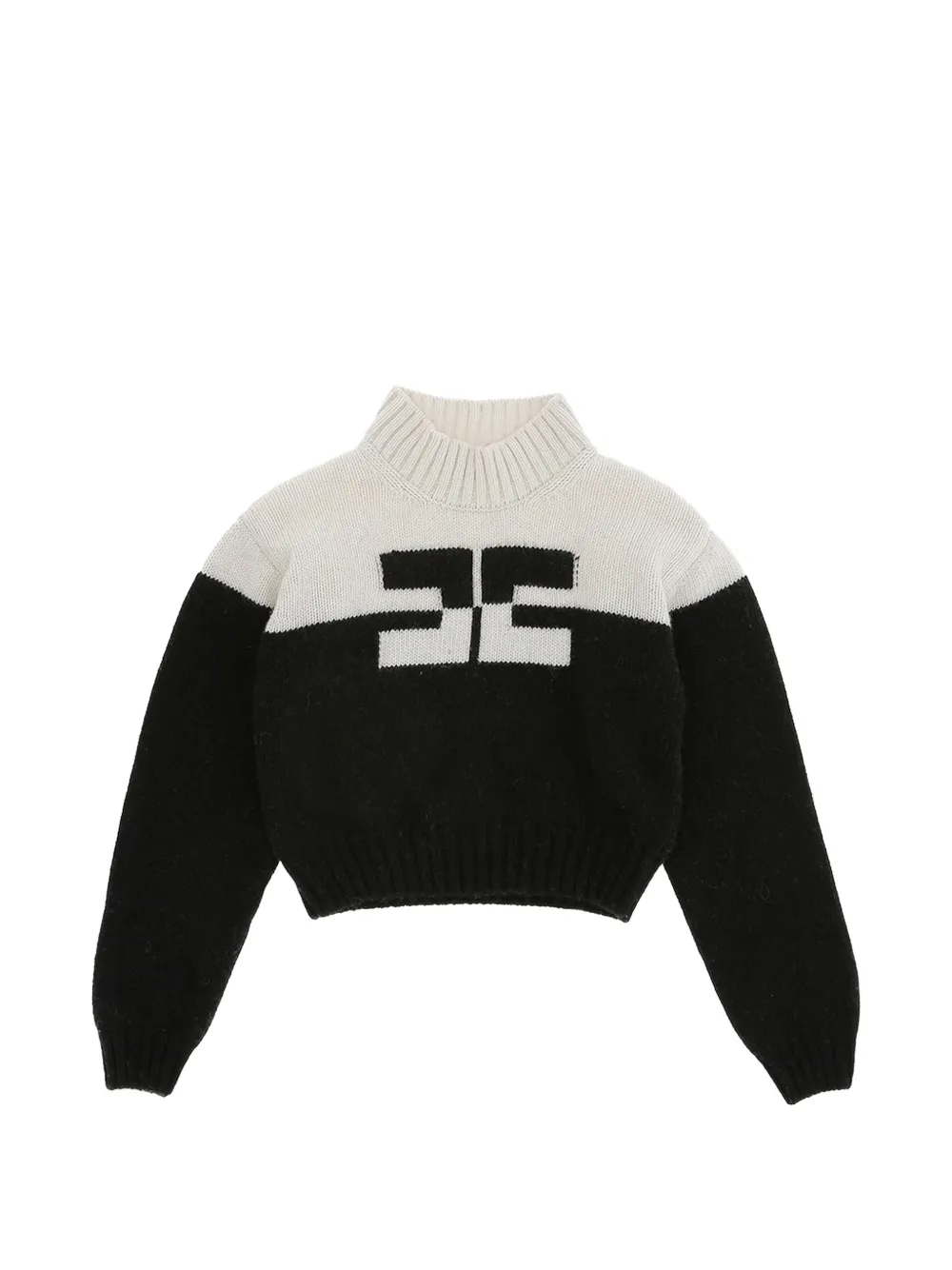 Elisabetta Franchi Kids logo-intarsia two-tone sweater - Nero