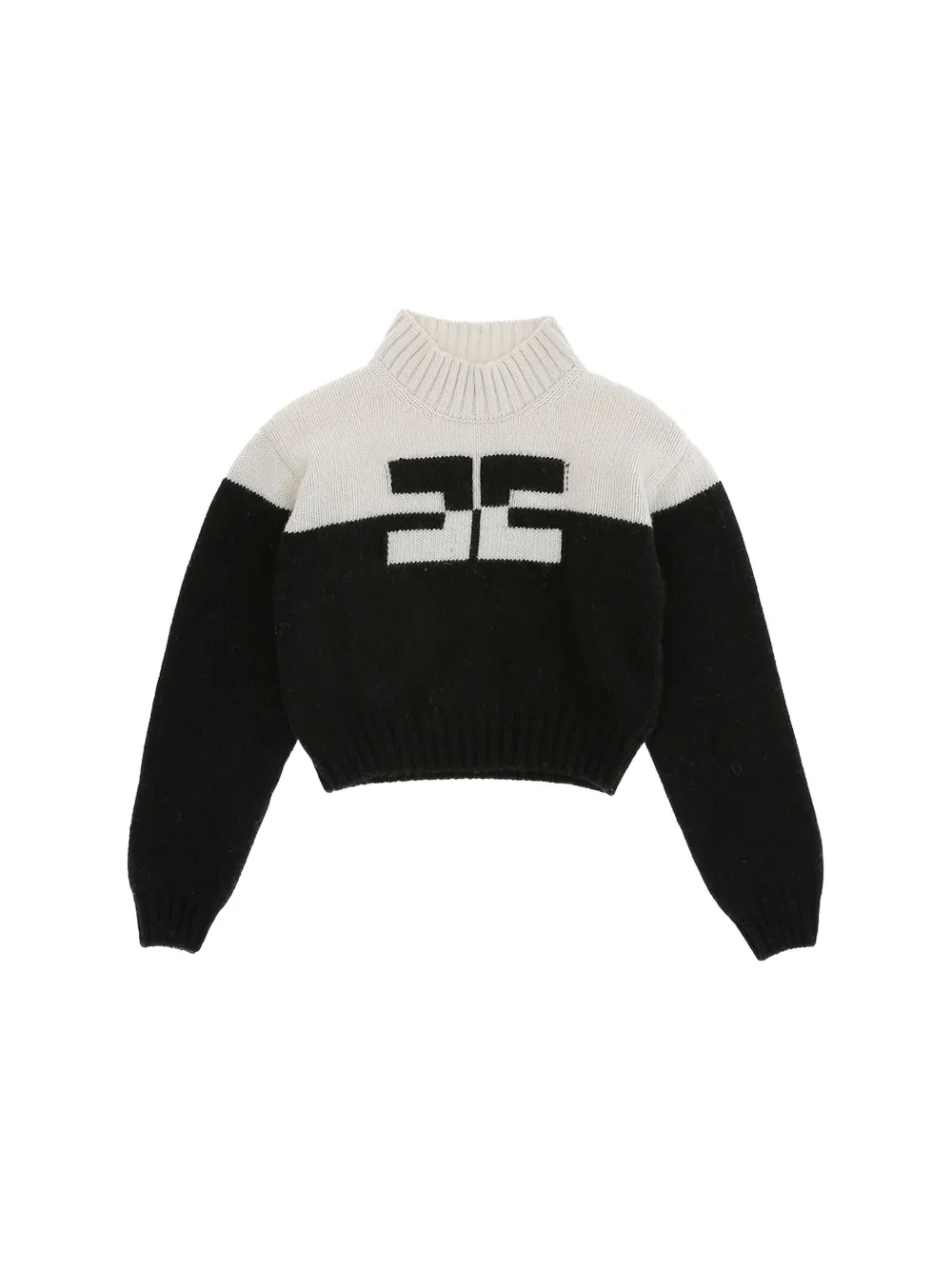Elisabetta Franchi Kids Tweekleurige trui met logo-intarsia Zwart