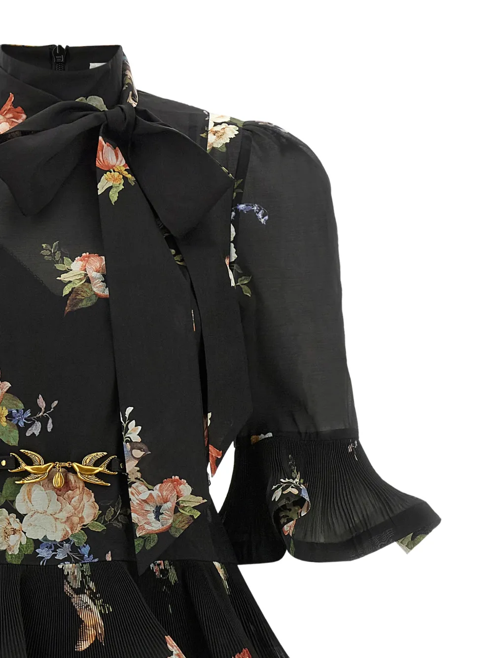 ZIMMERMANN floral-print pleated dress Zwart