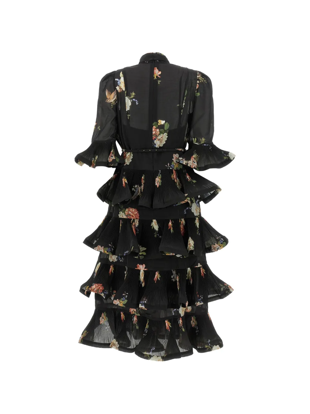 ZIMMERMANN floral-print pleated dress Zwart