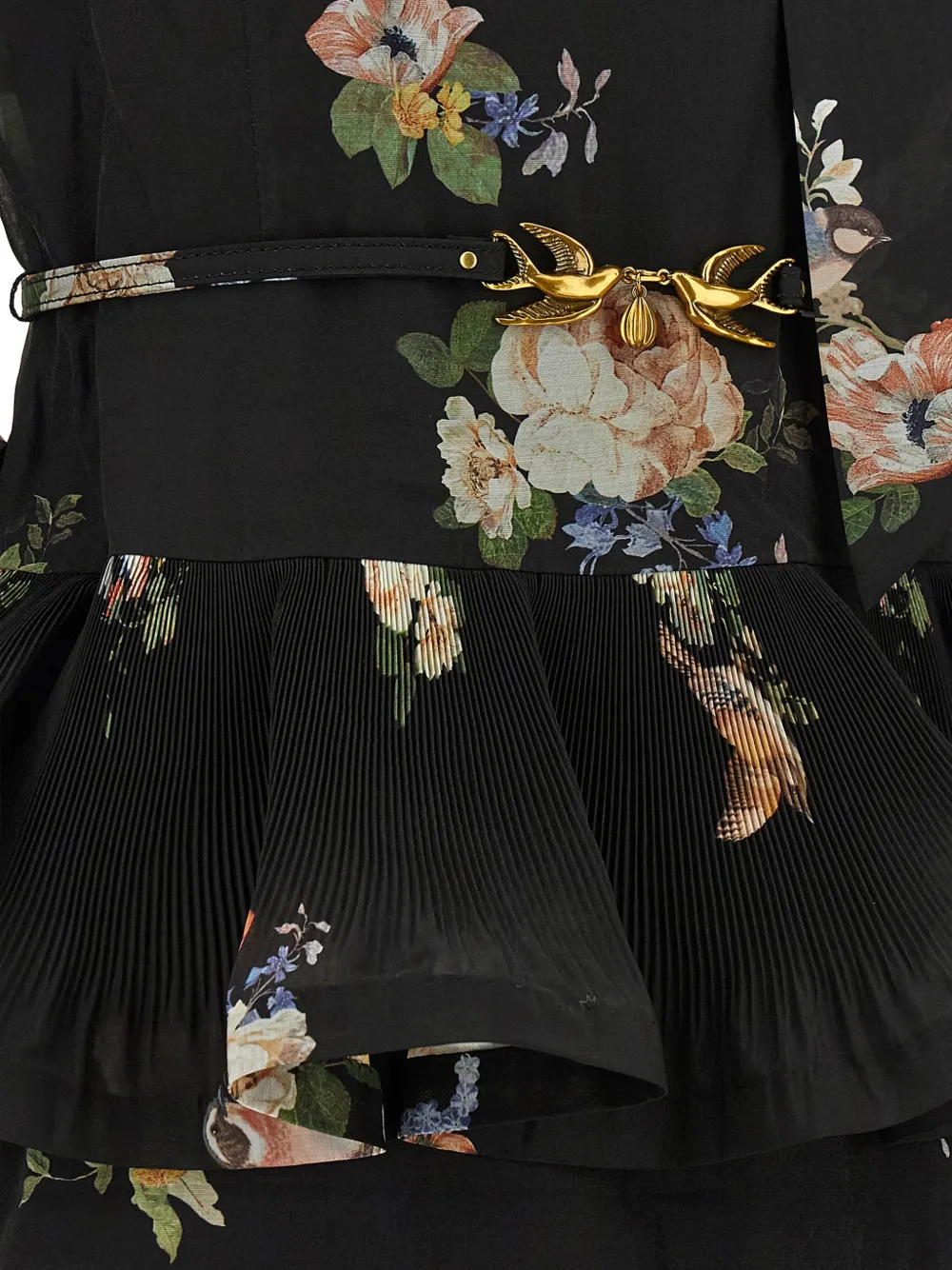 ZIMMERMANN floral-print pleated dress Zwart