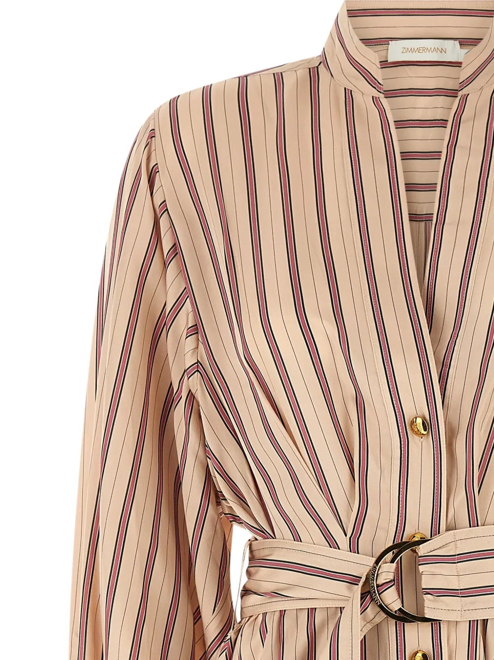 ZIMMERMANN Valiant Tuck gestreepte midi-jurk Roze