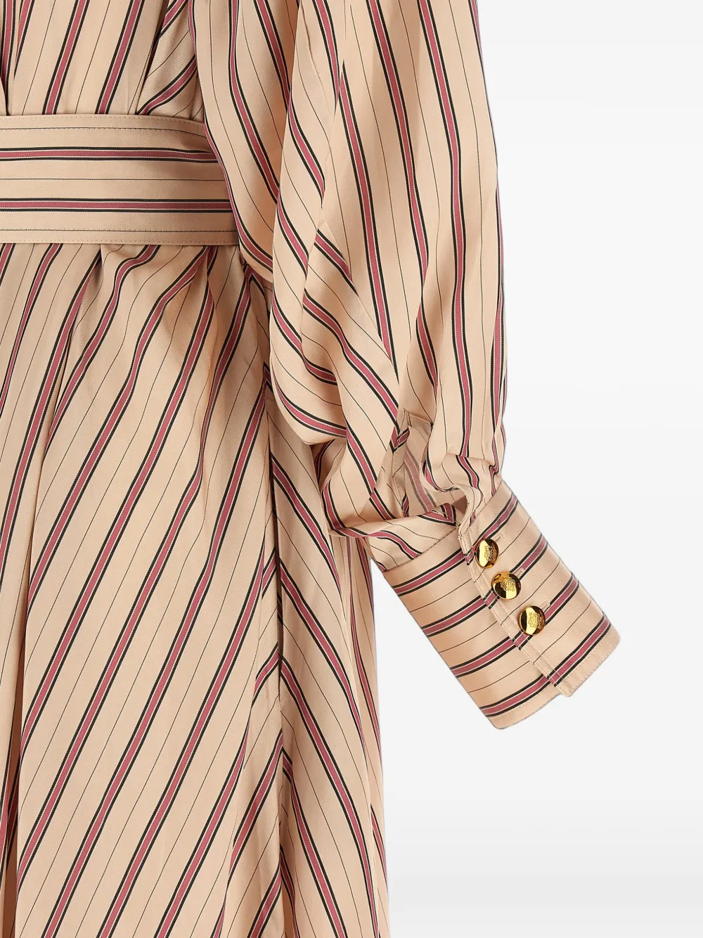 ZIMMERMANN Valiant Tuck gestreepte midi-jurk Roze