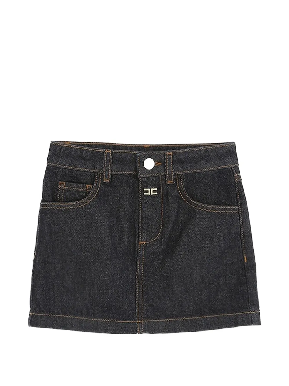 Elisabetta Franchi Kids logo-plaque denim skirt - Blu
