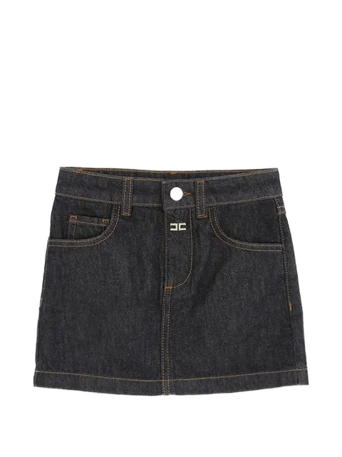 Elisabetta Franchi Kids logo-plaque denim skirt