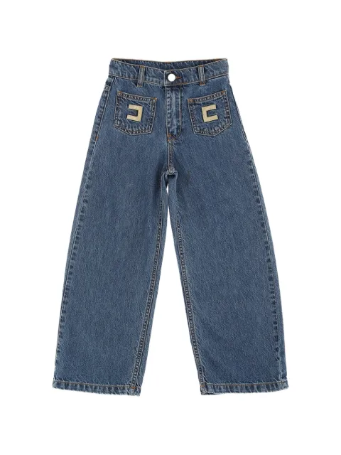 Elisabetta Franchi Kids logo-patch wide-leg jeans