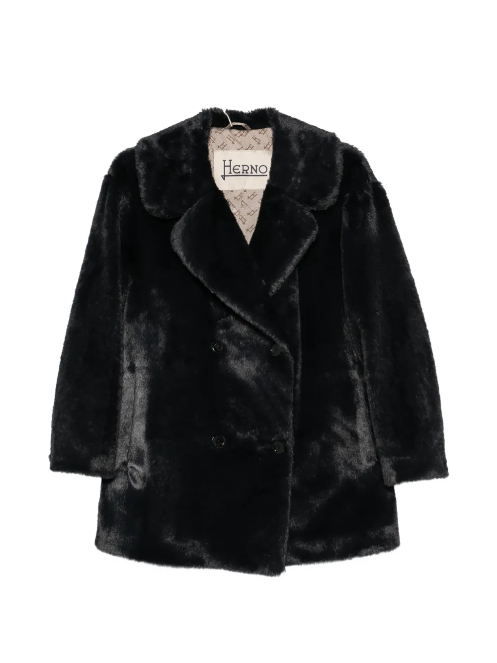 Herno double-breasted faux-fur coat