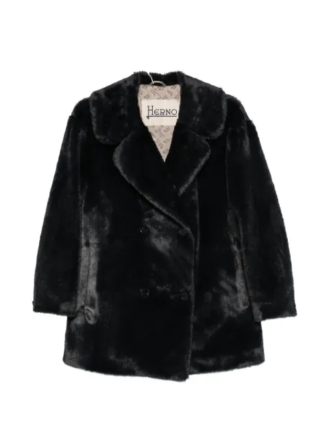 Herno double-breasted faux-fur coat