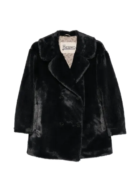 Herno double-breasted faux-fur coat