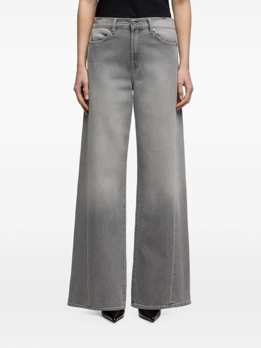 7 For All Mankind Tailorless Lotta jeans met wijde pijpen en vervaagd effect Grijs