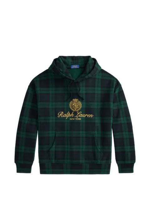 Polo Ralph Lauren hoodie à carreaux et écusson brodé