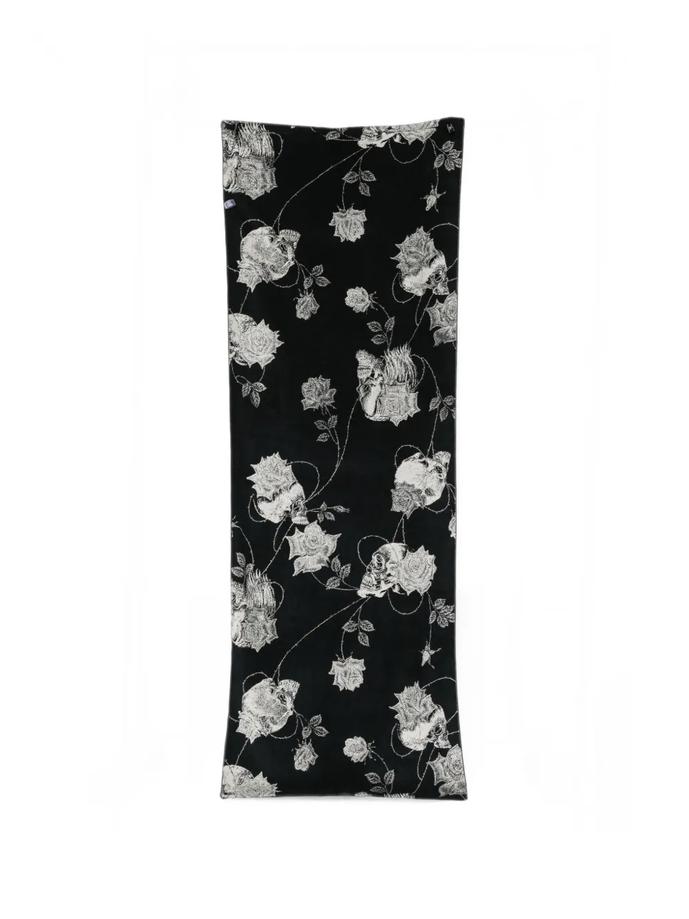 Yohji Yamamoto serviette de bain à imprimés tête de mort et roses - Noir
