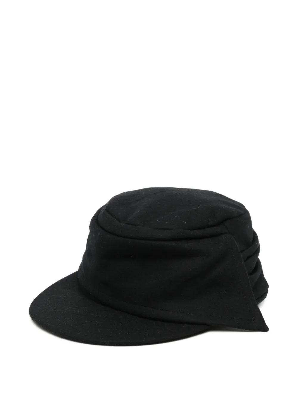 Yohji Yamamoto chapeau drapé à visière - Noir Yohji Yamamoto chapeau drapé à visière - Noir