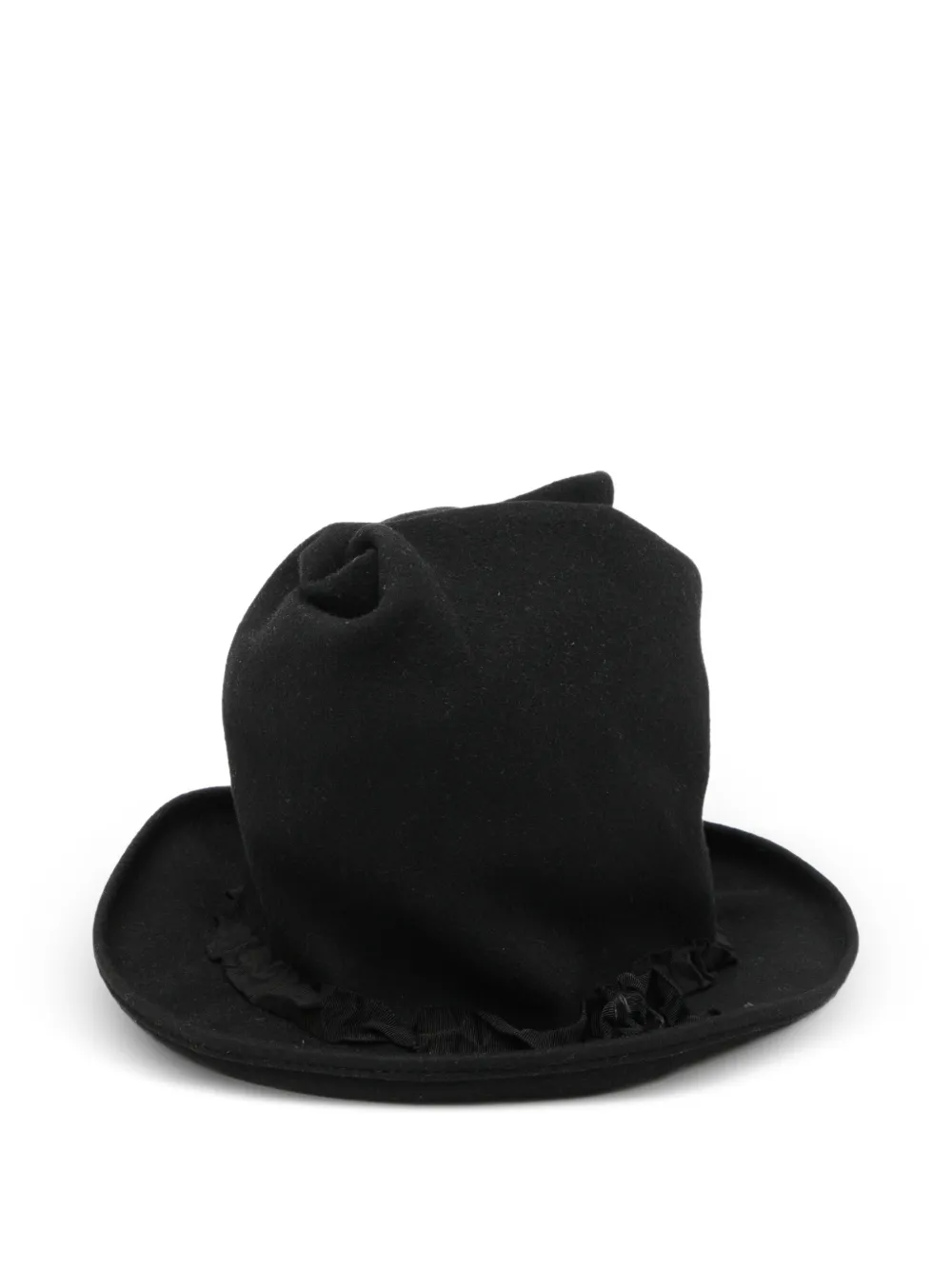Yohji Yamamoto Ruffled-trim Fedora Hat In Black