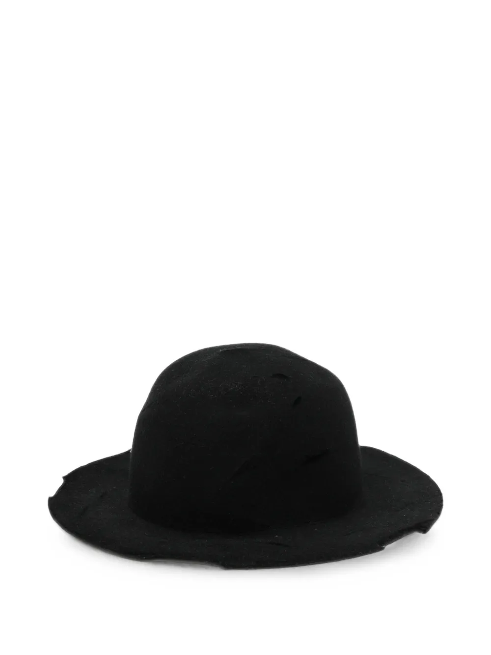 Yohji Yamamoto chapeau en feutre à effet usé - Noir Yohji Yamamoto chapeau en feutre à effet usé - Noir