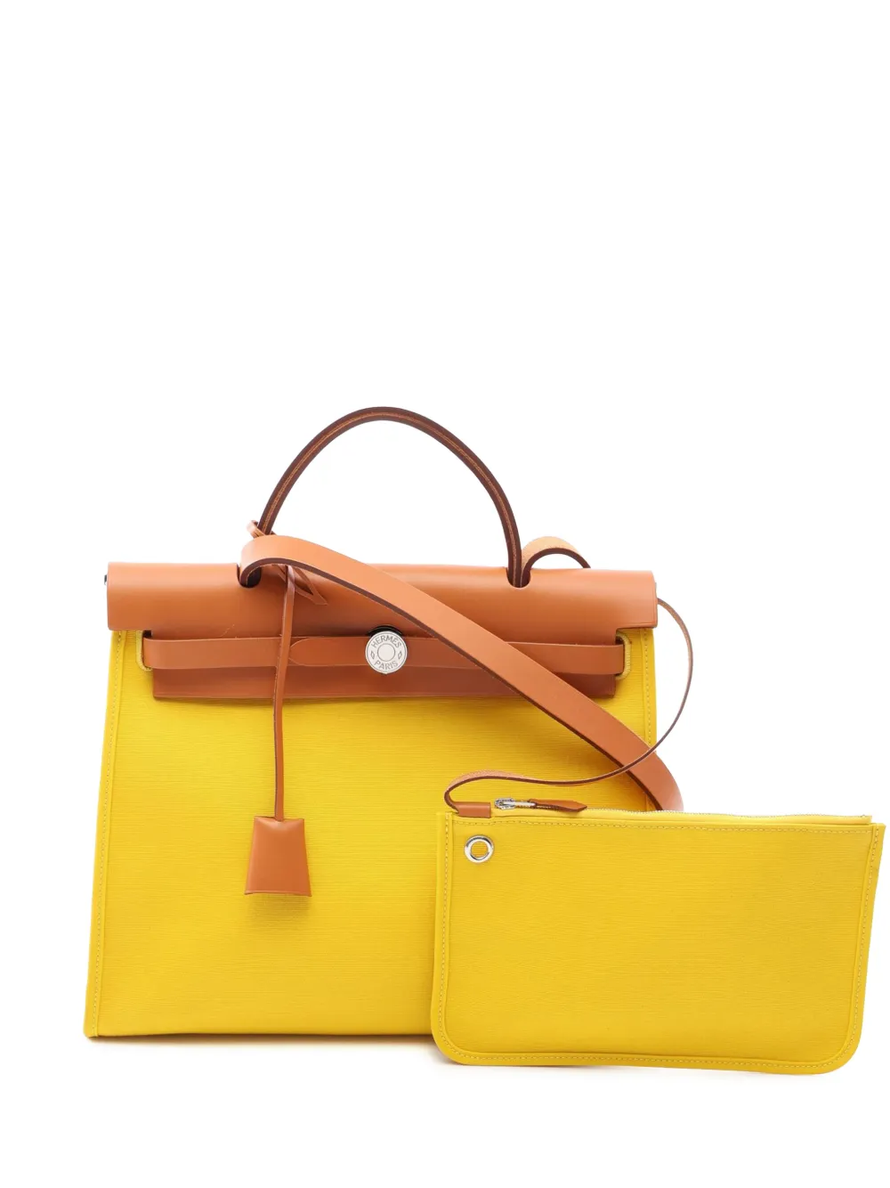 Hermès Pre-Owned Borsa a tracolla Herbag 31 in tela Toile con zip 2019 - Giallo