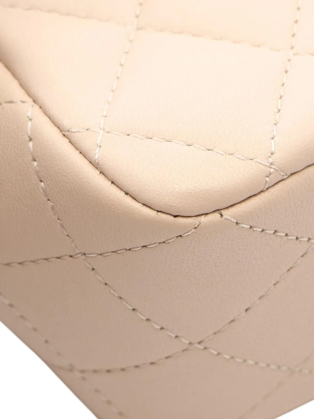 Pre-owned Chanel 2021-2026 Mini Rectangular Classic Lambskin Top Handle Flap Satchel In Neutrals