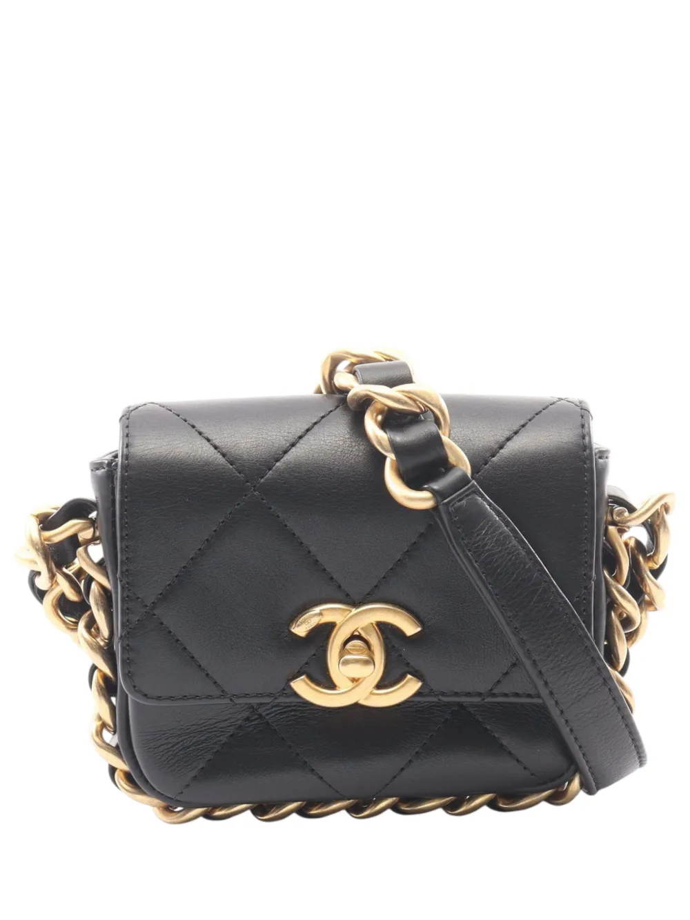 CHANEL Pre-Owned 2021-2026 Mini Quilted Calfskin Framing Chain Flap crossbody bag - Nero