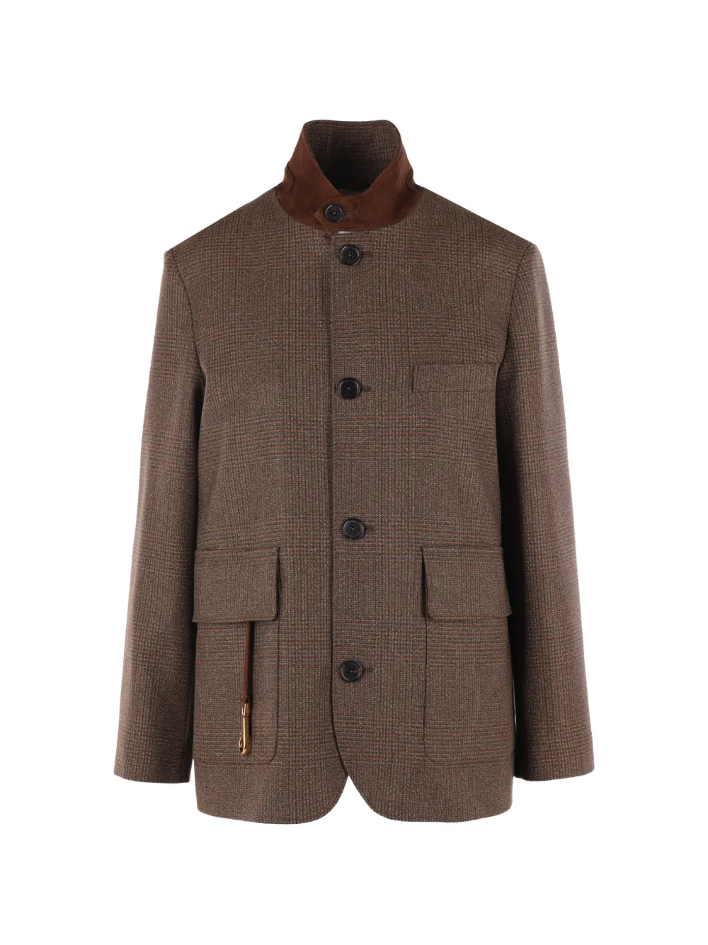 Loro Piana Roadster geruit jack met hoge hals Bruin