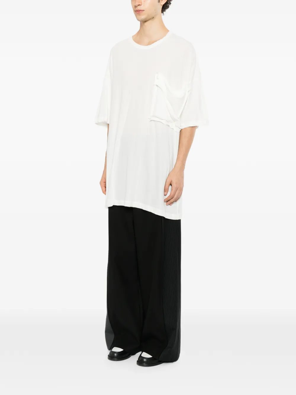 Yohji Yamamoto T-shirt met opgestikte zak Wit