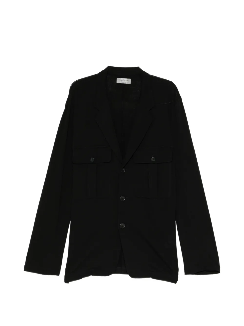 Yohji Yamamoto button-up chest-pocket blazer - Black