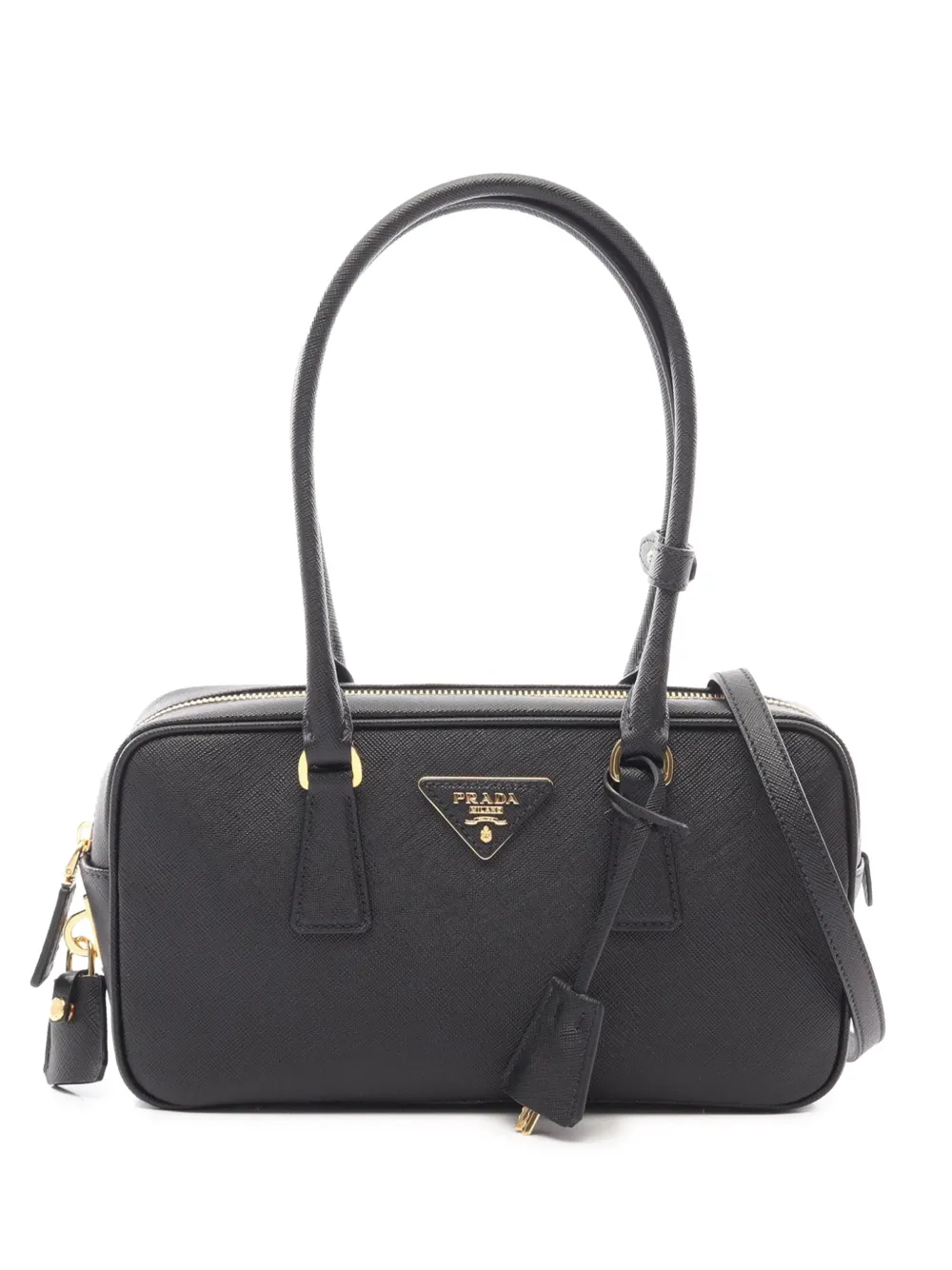 Prada Pre-Owned Borsa a tracolla Bauletto in pelle Saffiano Lux 2010-2026 - Nero