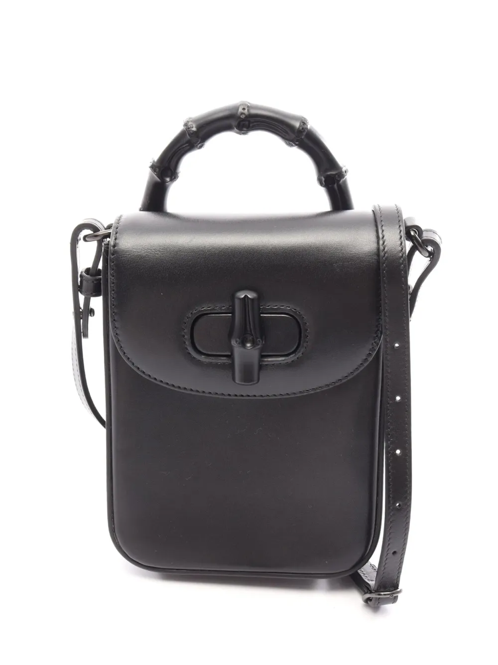 Gucci Pre-Owned Borsa a tracolla mini in pelle di vitello con manico in bambù 2016-2026 - Nero