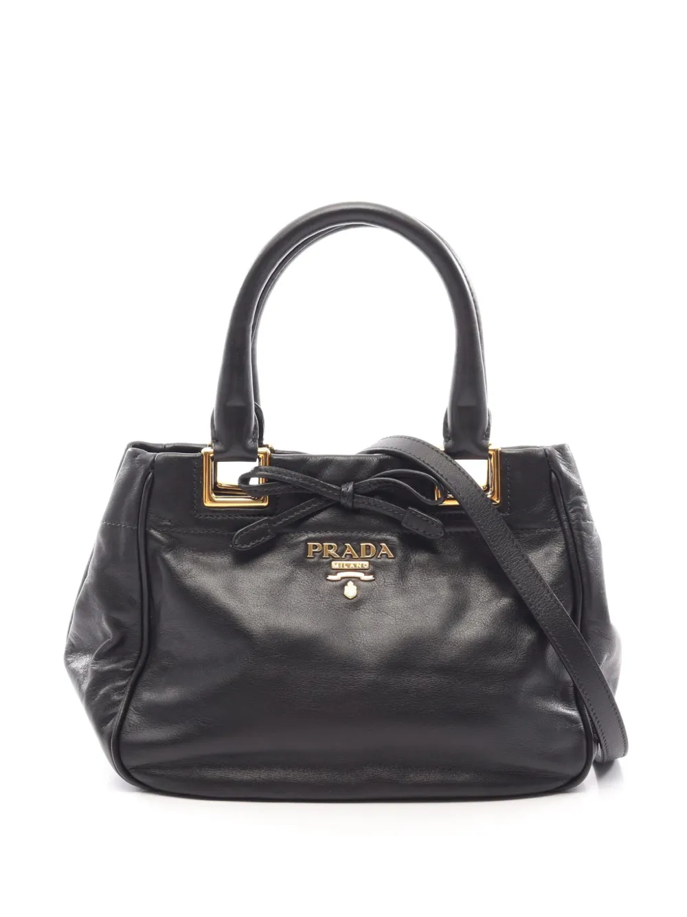 Pre-owned Prada 2000-2013 Vitello Shine Satchel In Black