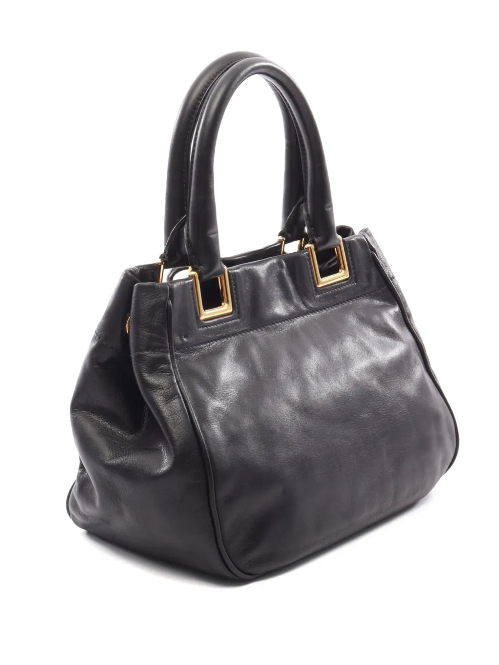 Pre-owned Prada 2000-2013 Vitello Shine Satchel In Black
