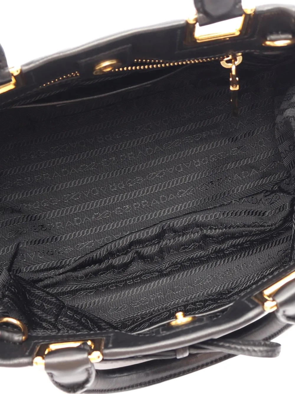 Pre-owned Prada 2000-2013 Vitello Shine Satchel In Black