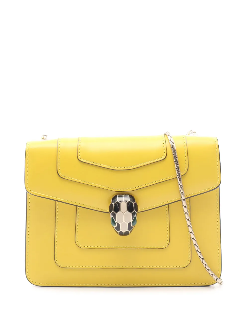 Bvlgari Pre-Owned 2010-2026 kleine Square Serpenti Forever Umhängetasche mit Kette - Gelb