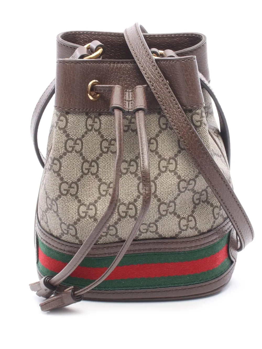 Gucci Pre-Owned 2016-2026 Mini GG Supreme Web Ophidia bucket bag - Nude