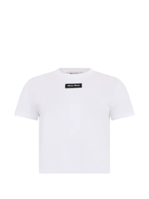 Miu Miu logo-patch cropped T-shirt