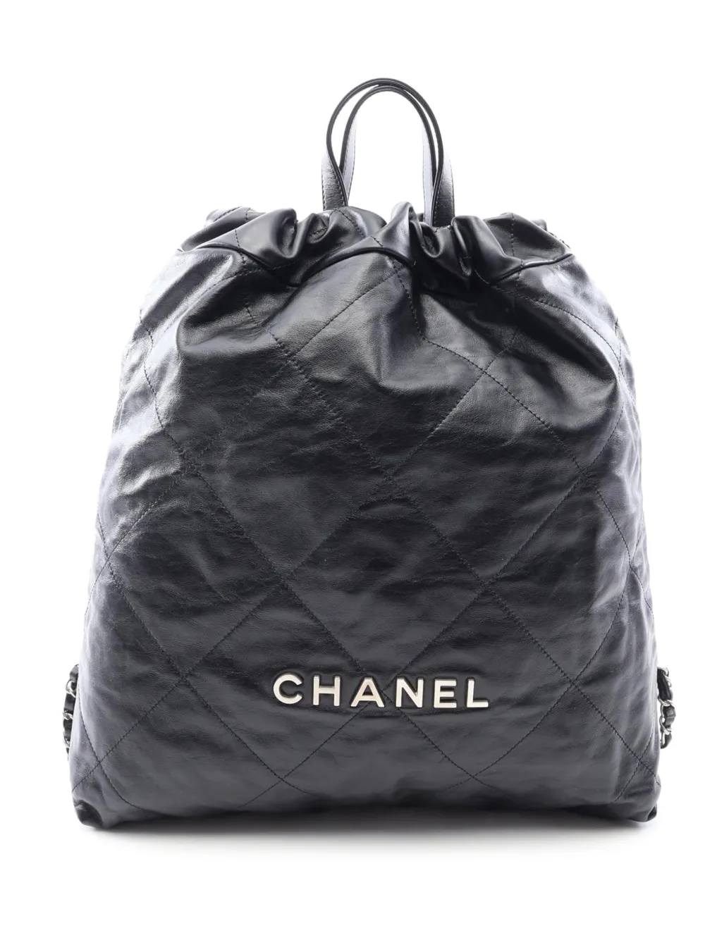 CHANEL Pre-Owned 2021-2026 Large Quilted Shiny Calfskin 22 backpack - Nero