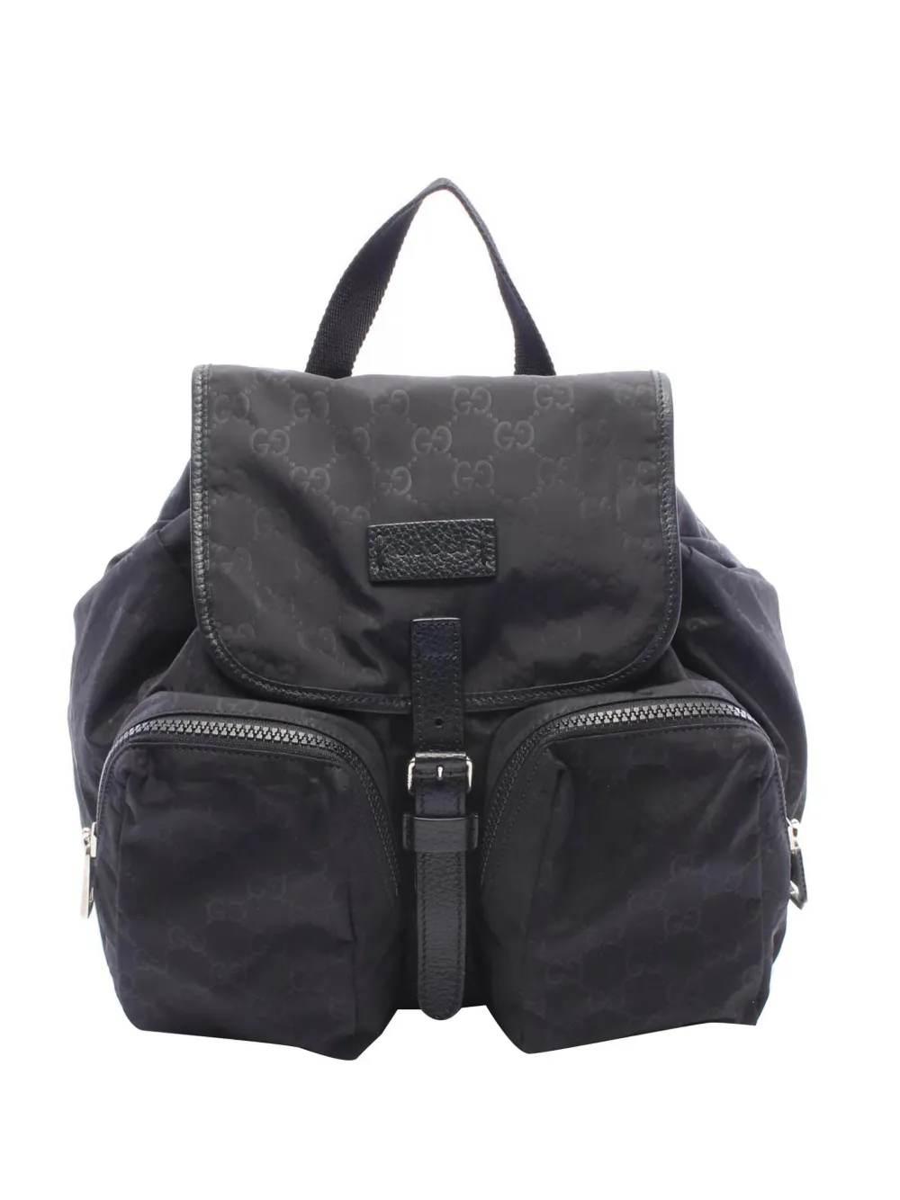 Gucci Pre-Owned Zaino GG in nylon con doppia tasca 2016-2026 - Nero