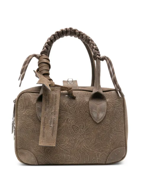Golden Goose Vita Bag in suede with raised floral motif and silver details
