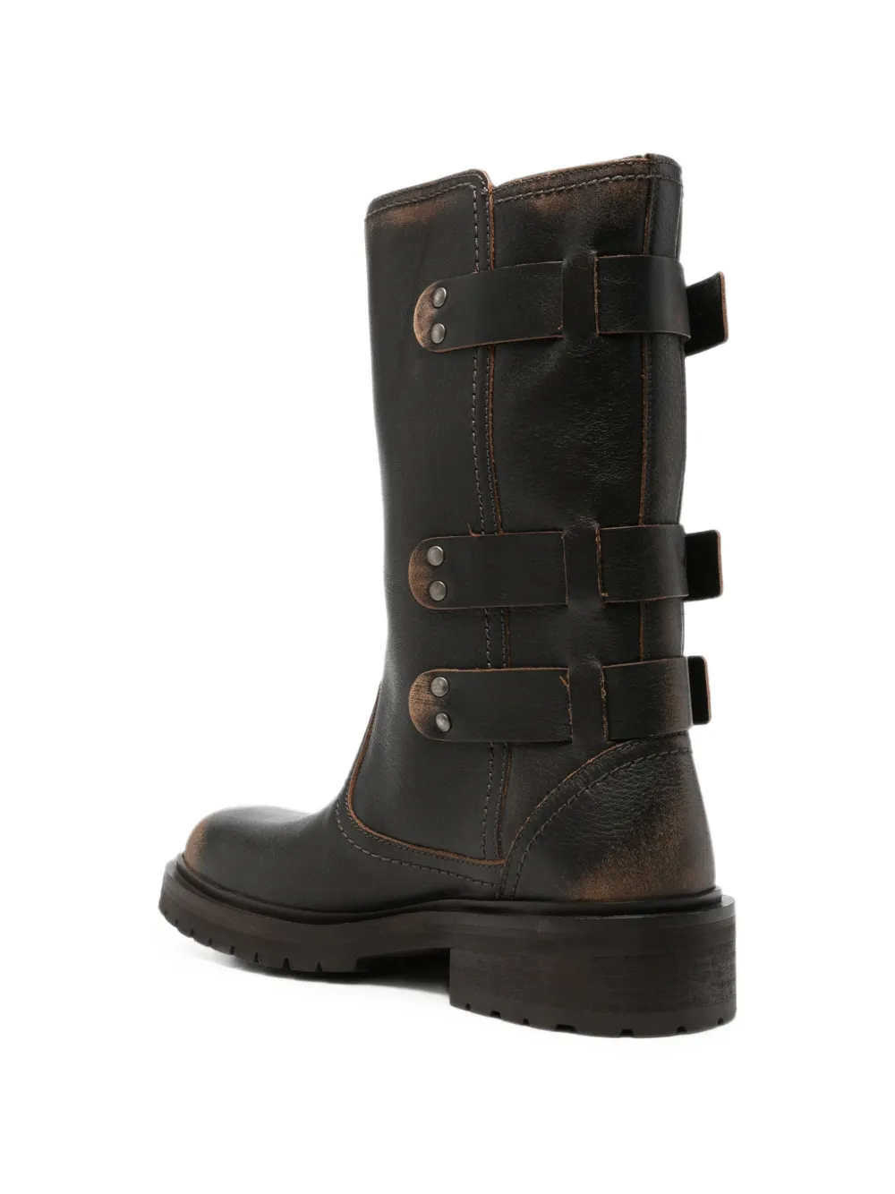 Golden Goose triple-buckle distressed-effect biker boots Bruin