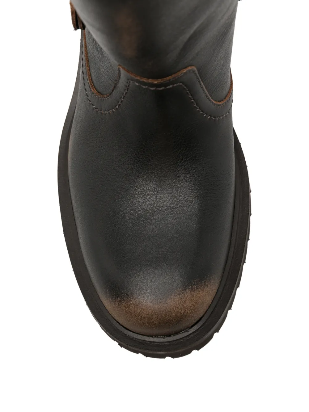 Golden Goose Triple-buckle Distressed-effect Biker Boots in Brown, view 4