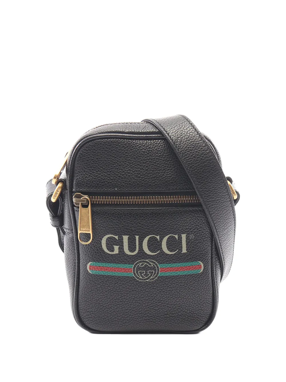 Gucci Pre-Owned Borsa a tracolla mini in pelle di vitello pieno fiore con logo 2016-2026 - Nero