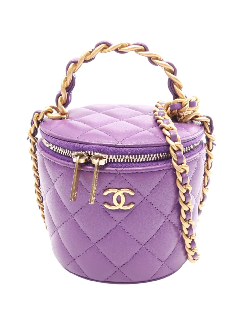 CHANEL Pre-Owned 2021-2026 Quilted Lambskin Afternoon Tea Case with Chain vanity bag - Viola