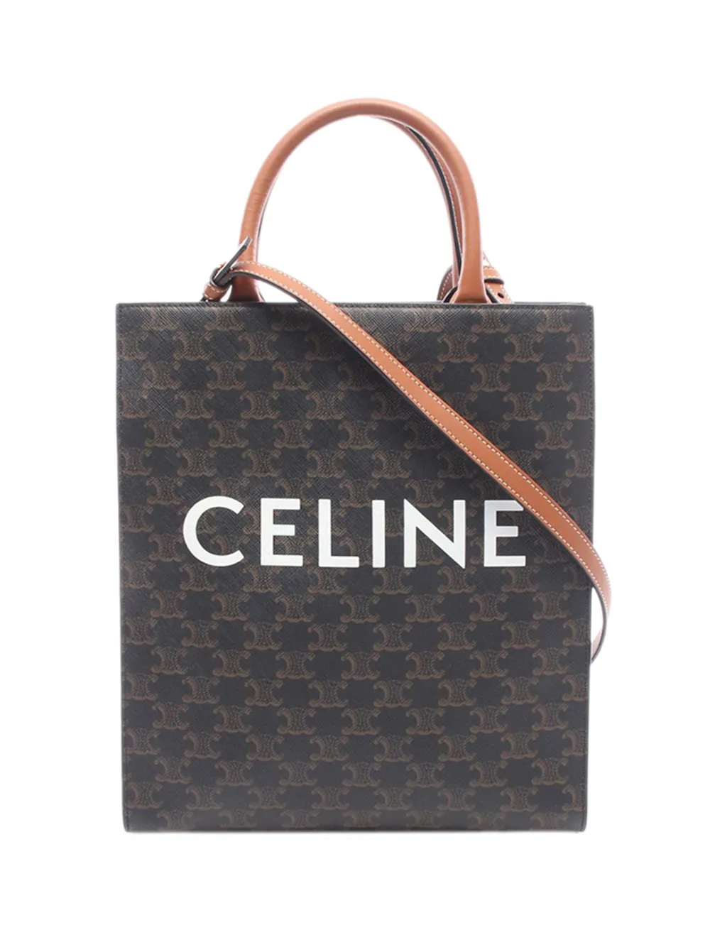 Celine Pre-Owned 2000-2026 Small Triomphe Coated Canvas Vertical Cabas Tote satchel - Marrone