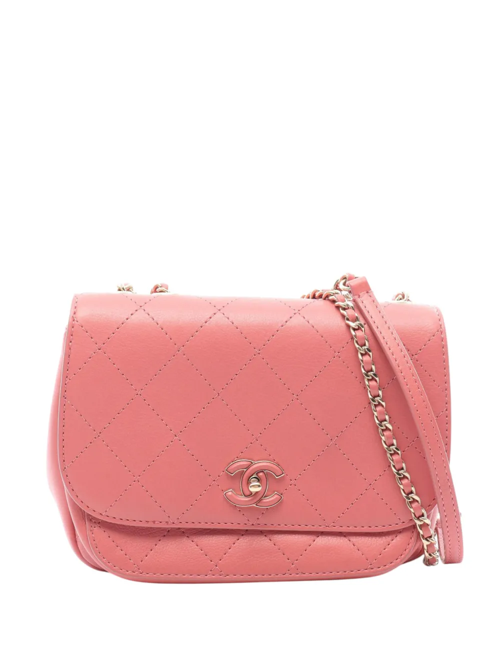 CHANEL Pre-Owned 2019 Small Stitched Calfskin Covered CC Flap crossbody bag - Pink