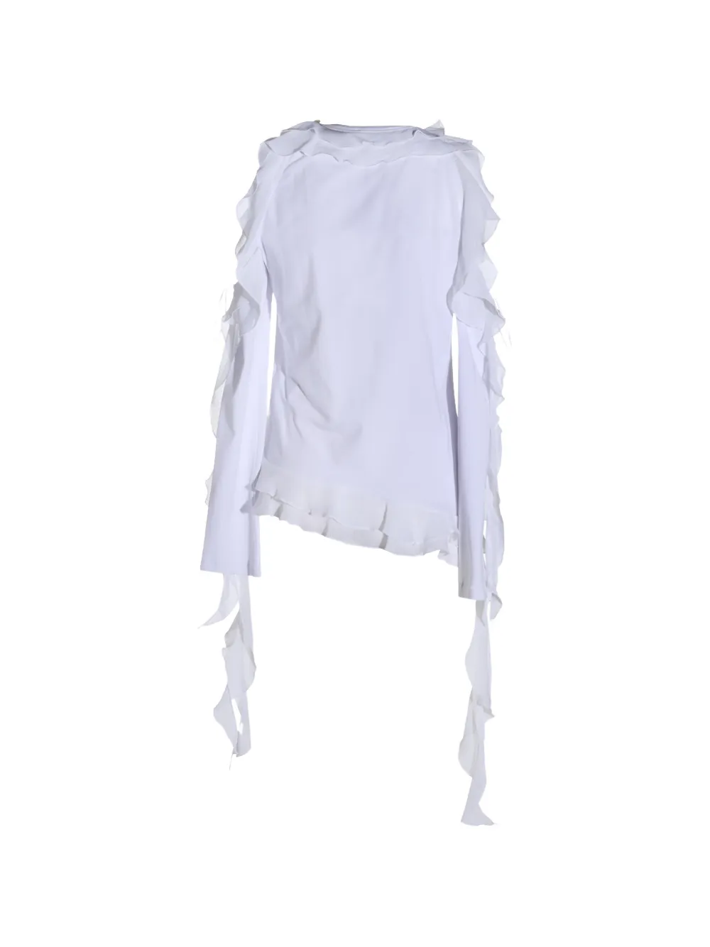 Blumarine Tanktop met logo van stras en ruches Wit