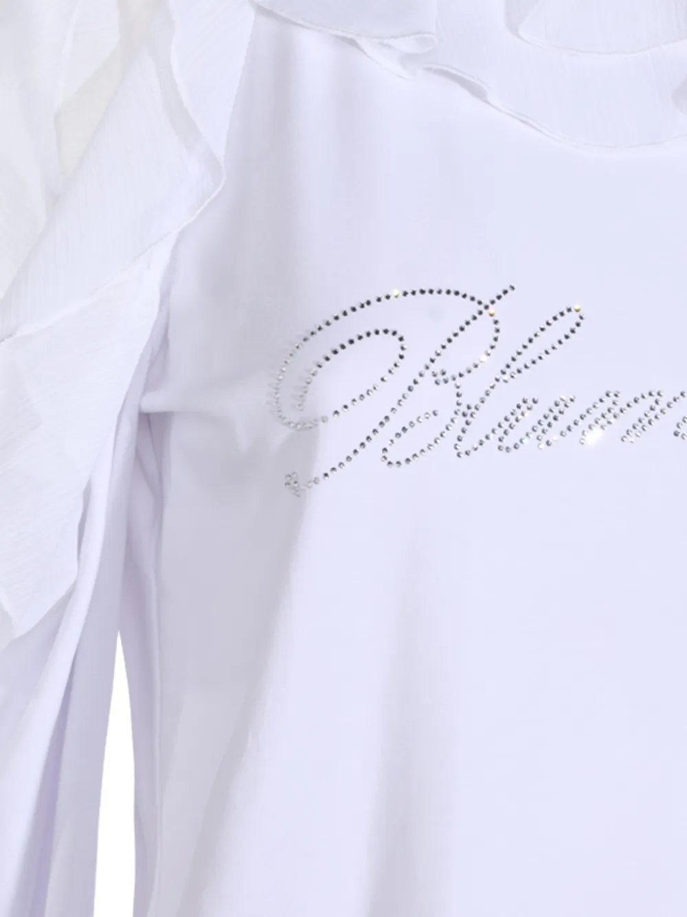 Blumarine Tanktop met logo van stras en ruches Wit