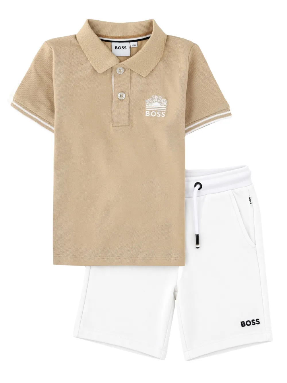 BOSS Kidswear logo-embroidered polo-shirt and shorts set Wit